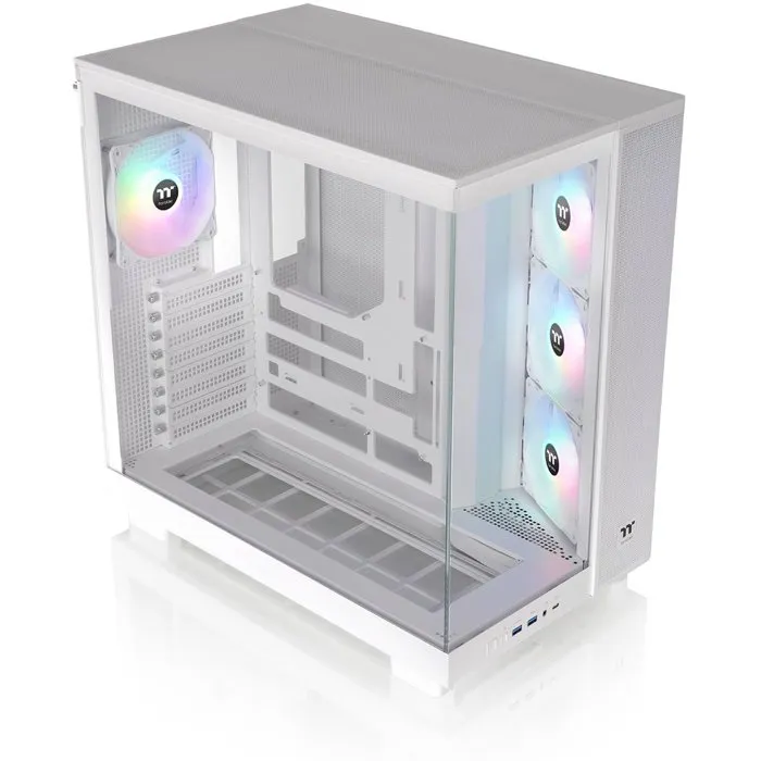 Thermaltake View 380 XL TG ARGB Snow - Boîtier PC Moyen Tour ATX Blanc - 4 Ventilos A-RGB 120mm inclus - Verre Trempé Panoramique - Sans Alimentation