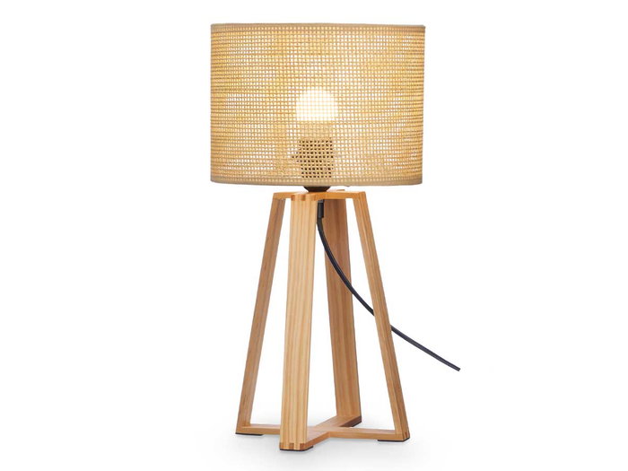 Giftdecor Lampe de Table Cylindre Abat-jour Naturel Bois Marron 45 cm E27 Câble 1,5 m (Set de 4) Giftdecor Lampe de Table Cylindre Abat-jour Naturel Bois Marron 45 cm E27 Câble 1,5 m (Set de 4)
