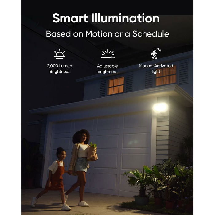 EUFY E340 - Projecteur LED de sécurité avec caméra IP - 2000 lm - Intérieur/Extérieur - Wi-Fi - Compatible Amazon Alexa - Vision nocturne - Format dôme - IP65