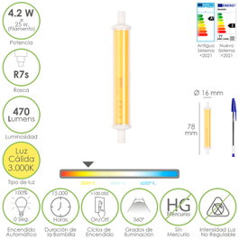 MAURER Ampoule LED R7s 4,2 W Lumière Chaude 3000 K