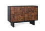 GINER Y COLOMER Buffet 2 portes avec motifs géométriques en bois de Sheesam et de manguier, finition wengué et noyer - 108x40x75 cm