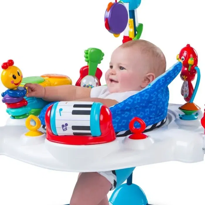 Baby Einstein Aire d'Éveil à Rebonds Symphonie - Siège rebondissant pivotant 360° avec bongos lumineux et sons multilingues