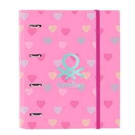 Reliure à anneaux Benetton Heart Rose 27 x 32 x 3.5 cm