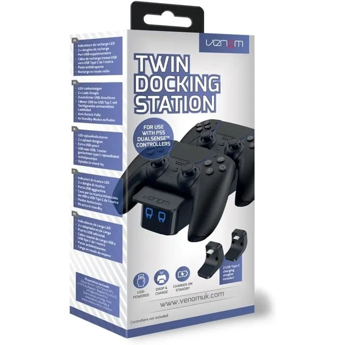 Venom Station de charge double pour manettes PS5 - Noir Venom Station de charge double pour manettes PS5 - Noir