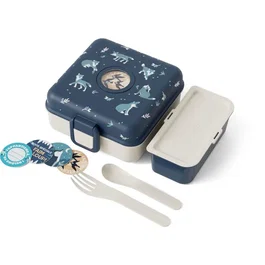 Monbento Snacky Wolf - Boîte à Sandwich Enfant Bleu Wolf