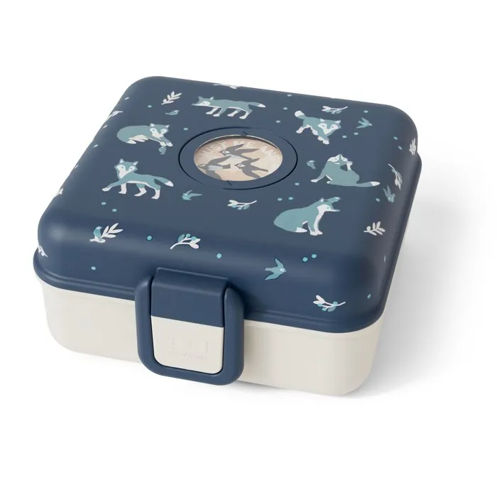 Monbento - Lunch Box Snacky Wolf 850 ml pour Enfant, Boîte à Sandwich et Goûter avec Couverts et 4 Vignettes Incluses, Sans BPA