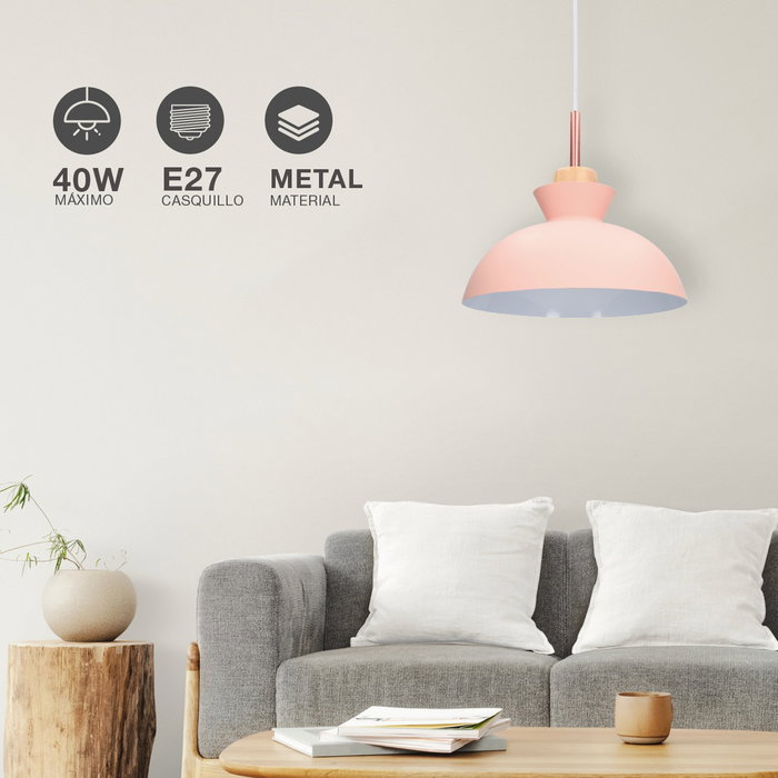 GSC Evolution Lampe de plafond suspendue Sompara E27 Ø280mm Rose
