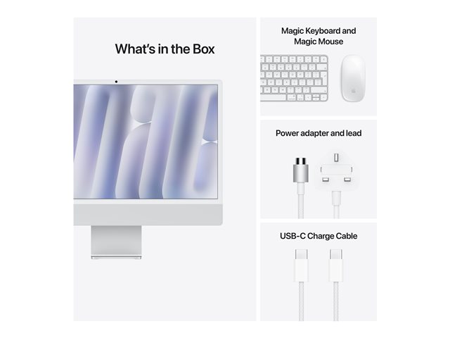 Apple iMac 24 pouces M4 Argent - 16 Go RAM - 512 Go SSD