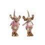 Décorations de Noël DKD Home Decor Blanc Rose Doré Renne 20 x 19 x 50 cm (2 Unités)