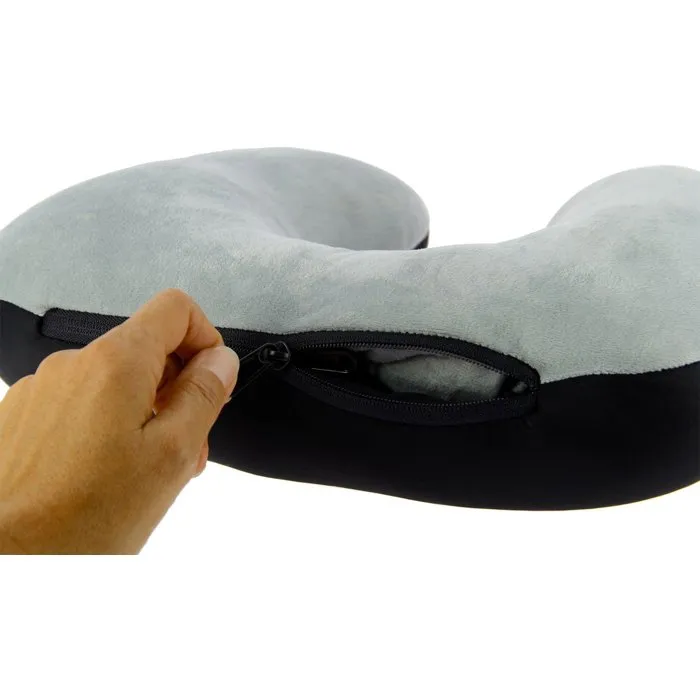 Kine Travel - Coussin Microbilles 2 en 1 Cale Nuque et Oreiller de Voyage 37x29x10cm (Noir/Gris), Approuvé Kinésithérapeute, Textile Doux