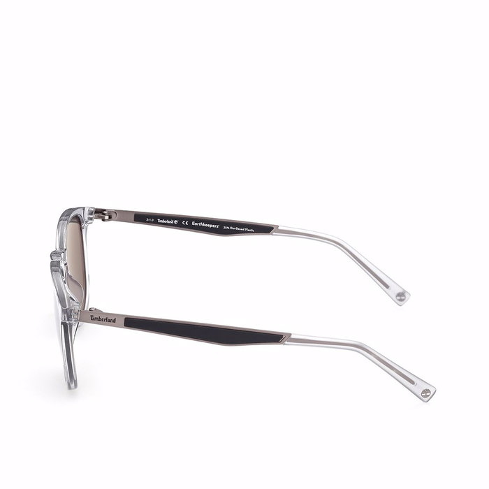 Timberland Lunettes de Soleil TB9235 27D Homme Rondes Monture Transparente Verres Polarisés Fumé Plastique 145mm