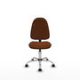 Chaise Algarra Contact permament de base Cuir écologique Marron Structure chromée Sans accoudoirs Sans appui-tête Roulettes en nylon 50 mm
