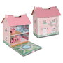 DEQUBE Maison de poupées portative en bois premium avec 7 accessoires, pour enfants à partir de 3 ans