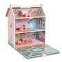 DEQUBE Maison de poupées portative en bois premium avec 7 accessoires, pour enfants à partir de 3 ans
