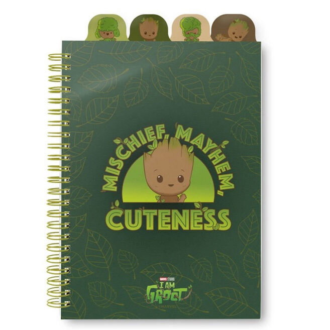 ERIK - Cuaderno A5 Carnet à Pages Lignées 80 Feuilles Groot Marvel avec 4 Séparateurs, Couverture Souple Mat, Reliure Wire-O ERIK - Cuaderno A5 Carnet à Pages Lignées 80 Feuilles Groot Marvel avec 4 Séparateurs, Couverture Souple Mat, Reliure Wire-O