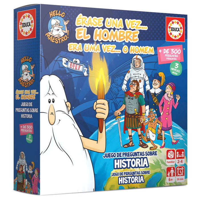 EDUCA BORRAS - Juego Erase una Vez... El Hombre - Jeu de Société de Questions sur l'Histoire de l'Humanité avec Plateau, Cartes et Pions