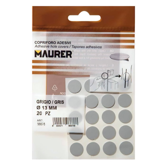 MAURER Cache-vis adhésifs gris 13 mm (Blister de 20 unités) MAURER Cache-vis adhésifs gris 13 mm (Blister de 20 unités)