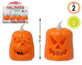 Bougie décorative citrouille 7,5x5 cm avec lumière LED pour Halloween