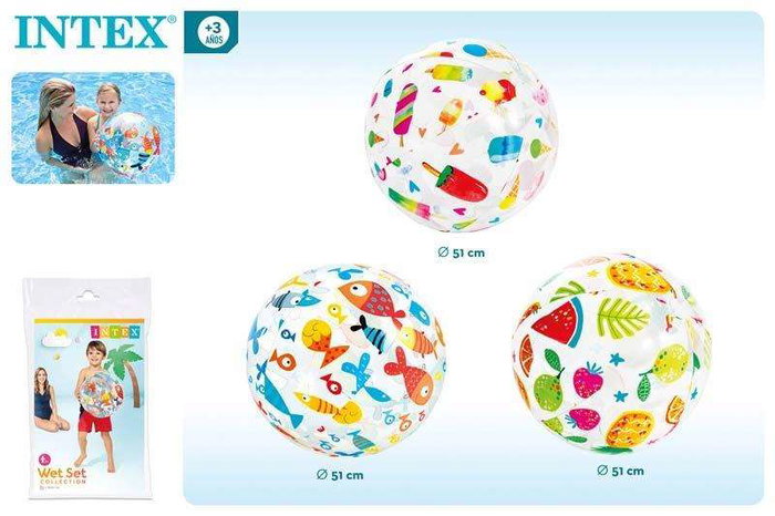 Intex - Pelote Gonflable 51 cm, 3 Modèles, Âge 3 Ans et Plus, PVC - Modèles Assortis