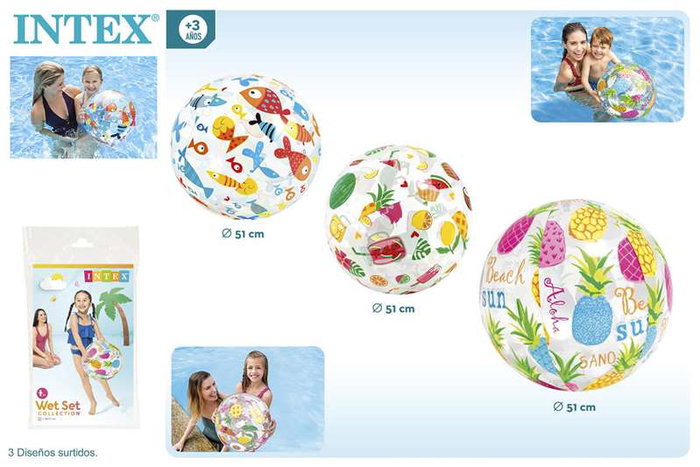 Intex - Pelote Gonflable 51 cm, 3 Modèles, Âge 3 Ans et Plus, PVC - Modèles Assortis