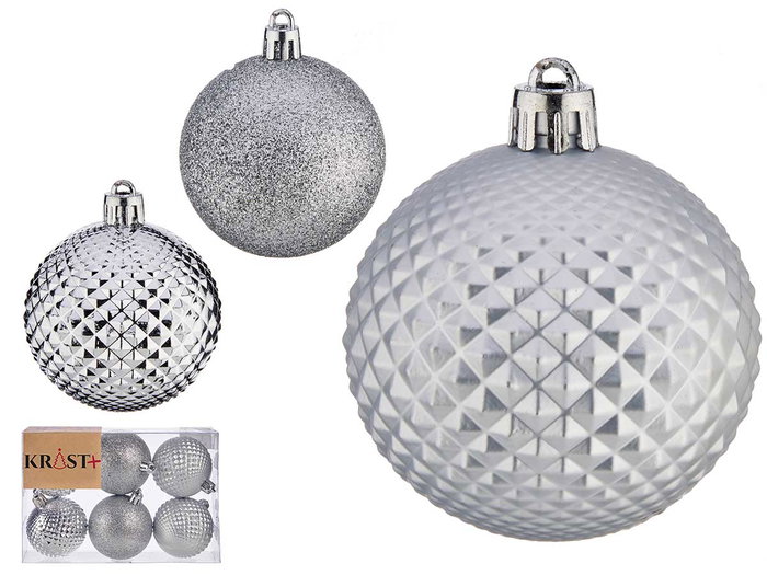 KRIST+ Set de 6 boules de Noël PVC 6cm Plata KRIST+ Set de 6 boules de Noël PVC 6cm Plata