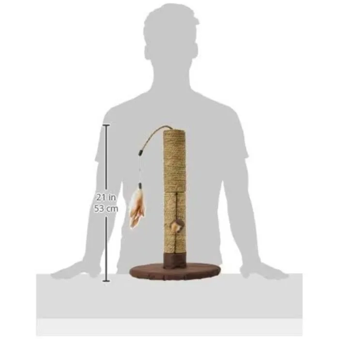 Aimé - Griffoir pour Chat avec Jouets en Plumes - Poteau Antidérapant 48 x 30 cm