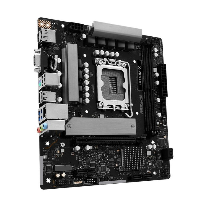 ASRock H810M-X Carte mère micro ATX (Socket LGA 1851, Intel H810, Compatible Intel Core Ultra Série 2, DDR5 6400 MHz, 2x M.2, HDMI, DisplayPort, 2.5G LAN)