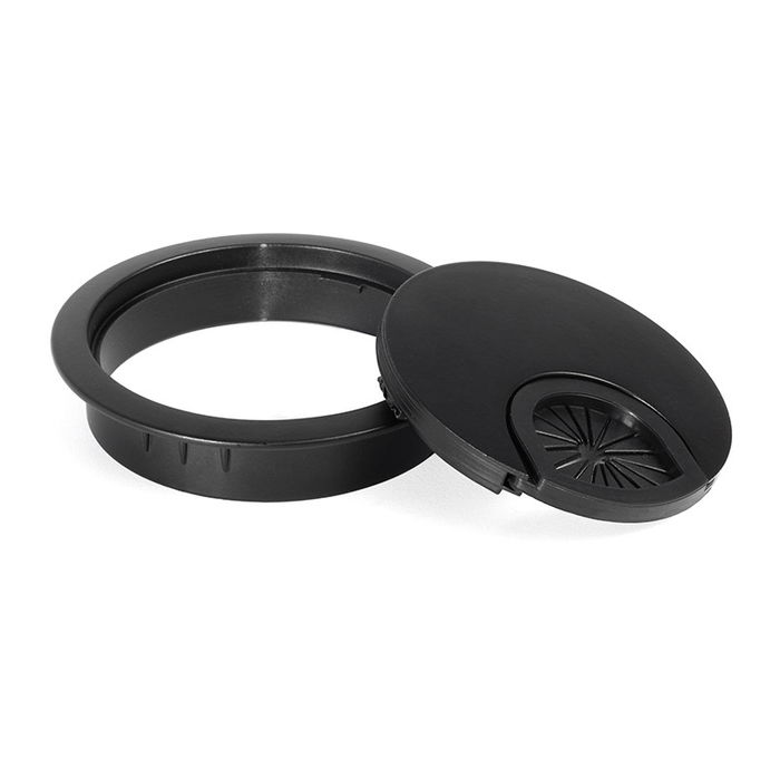 HERRAJES ALK Pasacable Zmk Palma Ø60 H13,5 Negro