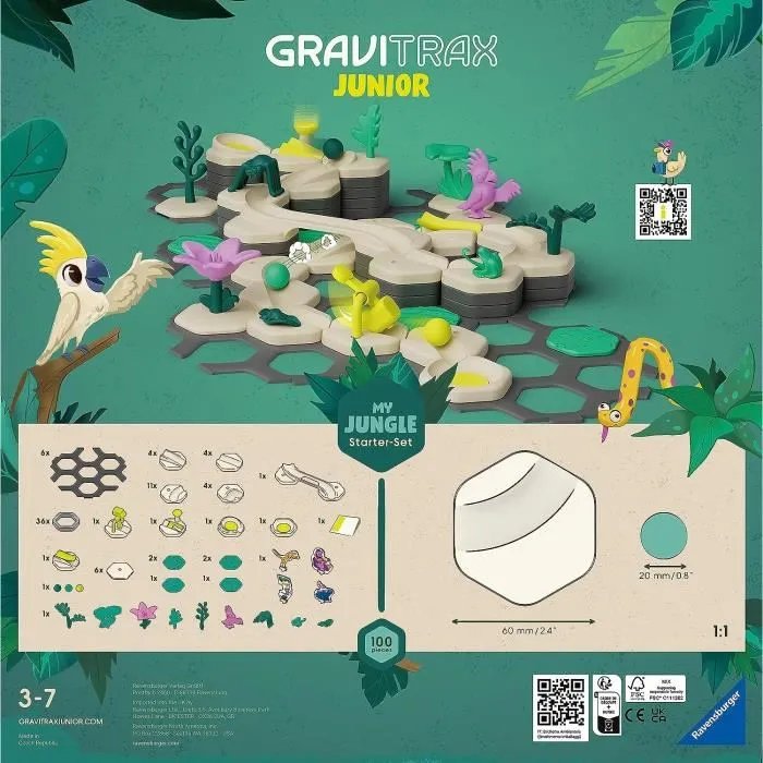 Ravensburger Gravitrax Junior Starter Set My Jungle 27499 - Jeu de construction créatif avec circuit de billes de 97 pièces - Version française - Dès 3 ans