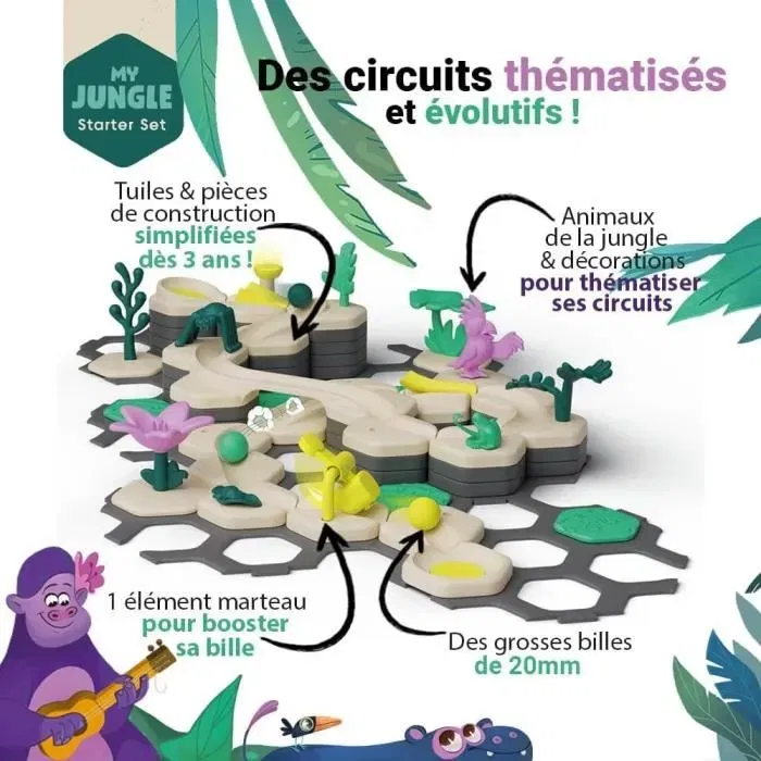 Ravensburger Gravitrax Junior Starter Set My Jungle 27499 - Jeu de construction créatif avec circuit de billes de 97 pièces - Version française - Dès 3 ans