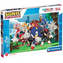 CLEMENTONI Puzzle Sonic The Hedgehog 104 pièces - Dimensions du puzzle terminé : 48,5 x 33,5 cm