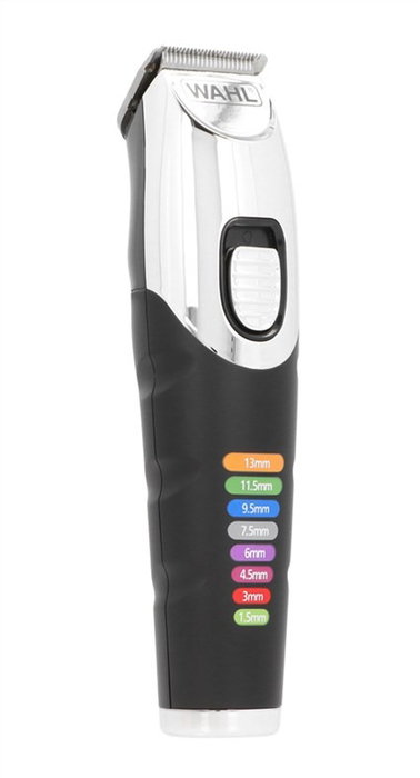 Wahl 09893-0443 Tondeuse à barbe et coupe-cheveux sans fil avec 8 peines guide colorés, autonomie 240 min, charge rapide 5 min pour 1 min, coupe de précision 0.5 à 13 mm