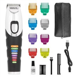 Wahl 09893-0443 Tondeuse à barbe et coupe-cheveux sans fil avec 8 peines guide colorés, autonomie 240 min, charge rapide 5 min pour 1 min, coupe de précision 0.5 à 13 mm