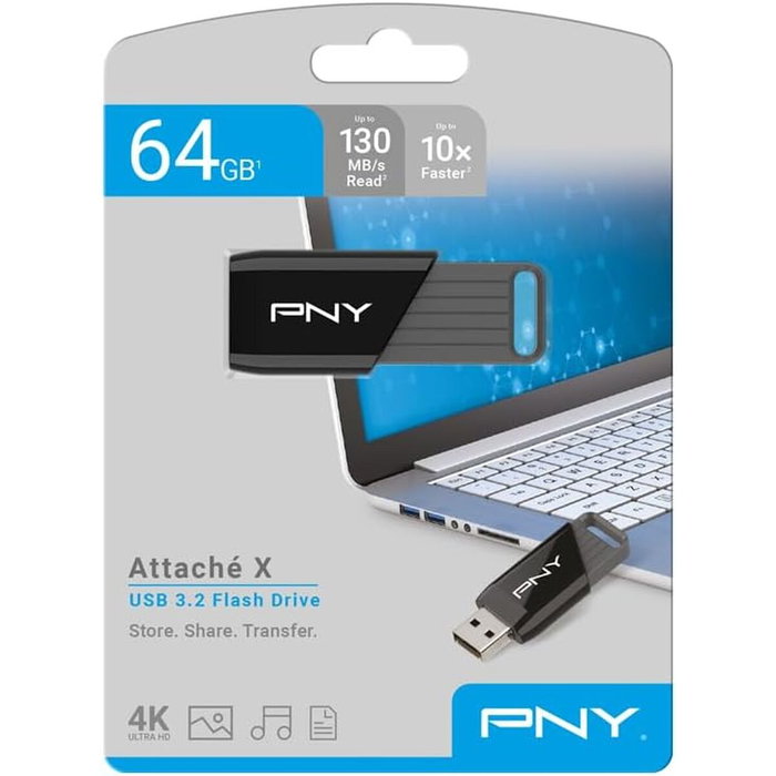 Clé USB PNY Attaché X Noir 64 GB Clé USB PNY Attaché X Noir 64 GB