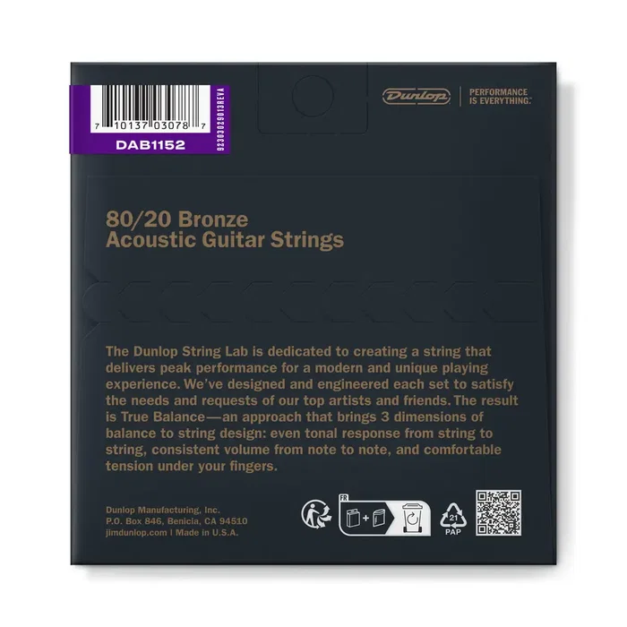 Dunlop Jeu de cordes acoustiques Bronze 80/20 Medium Light 11-52