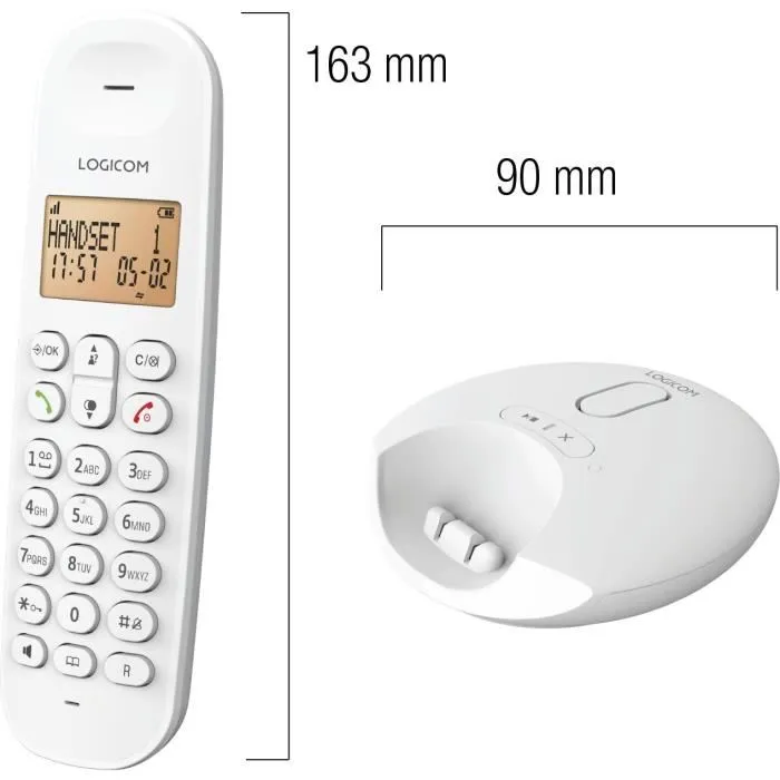Logicom Téléphone fixe sans fil DECT ILOA 155T SOLO Blanc avec répondeur - Mains libres - 7h d'autonomie Logicom Téléphone fixe sans fil DECT ILOA 155T SOLO Blanc avec répondeur - Mains libres - 7h d'autonomie