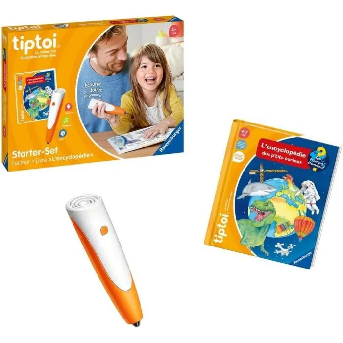 Ravensburger tiptoi 00176 Starter-Set avec Lecteur et Livre 'L'encyclopédie des p'tits curieux', Jeu Éducatif Électronique Sans Écran, Version Française - À Partir de 4 ans