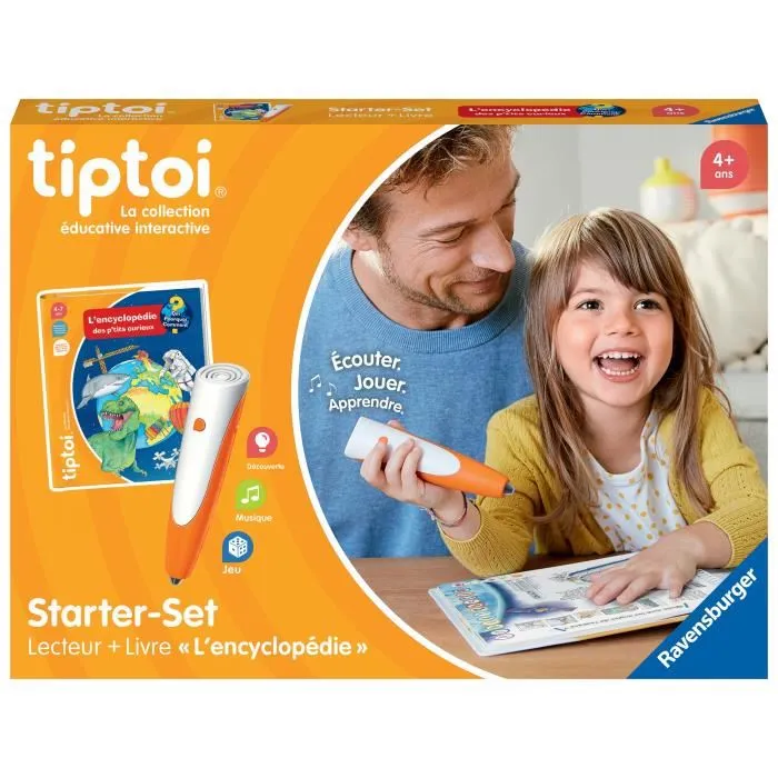 Ravensburger tiptoi 00176 Starter-Set avec Lecteur et Livre 'L'encyclopédie des p'tits curieux', Jeu Éducatif Électronique Sans Écran, Version Française - À Partir de 4 ans