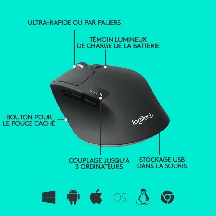 Logitech M720 Triathlon Souris sans fil Optique Logitech M720 Triathlon Souris sans fil Optique