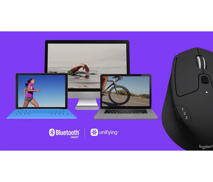 Logitech M720 Triathlon - Souris sans fil Bluetooth et 2.4GHz (Unifying), 1000 dpi, autonomie 24 mois, 135g, pour main droite Logitech M720 Triathlon - Souris sans fil Bluetooth et 2.4GHz (Unifying), 1000 dpi, autonomie 24 mois, 135g, pour main droite