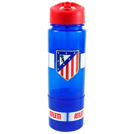 CYP BRANDS Cantimplora avec compartiment à snacks 450ml - Atletico de Madrid - Boisson et collation, bouteille plastique, large goulot, poignée