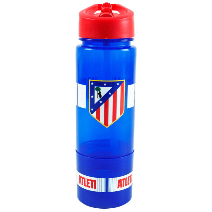 CYP BRANDS Cantimplora avec compartiment à snacks 450ml - Atletico de Madrid - Boisson et collation, bouteille plastique, large goulot, poignée CYP BRANDS Cantimplora avec compartiment à snacks 450ml - Atletico de Madrid - Boisson et collation, bouteille plastique, large goulot, poignée