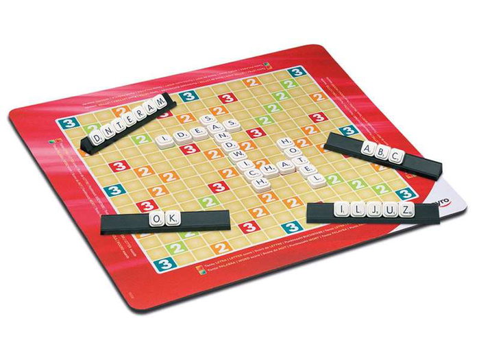 Cayro Formapalabras - Jeu de lettres en métal - Boîte avec tablier en néoprène, 4 supports, 102 pions - 27x27x5.7 cm - Multilingue (espagnol, anglais, français)