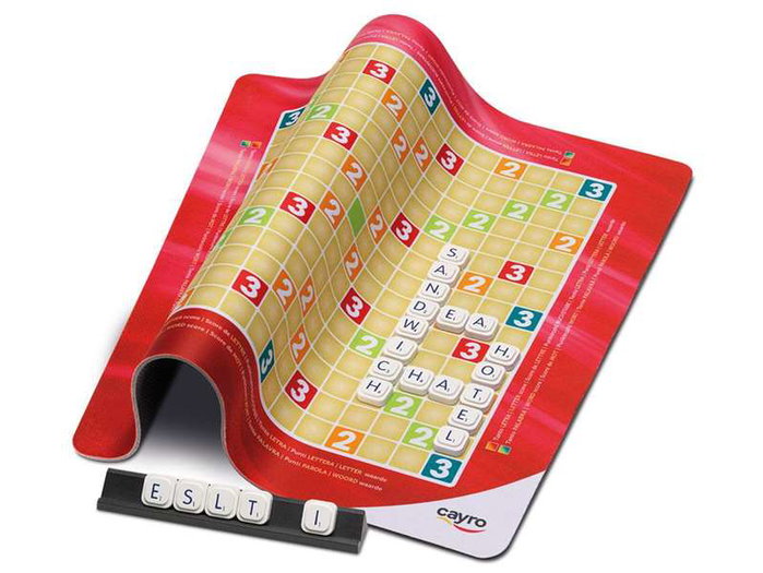 Cayro Formapalabras - Jeu de lettres en métal - Boîte avec tablier en néoprène, 4 supports, 102 pions - 27x27x5.7 cm - Multilingue (espagnol, anglais, français)
