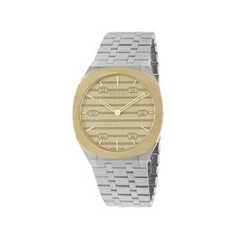 Gucci YA163403 avec cadran doré et bracelet gris