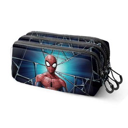 Karactermania Porte-Tout scolaire Trick FAN 2.2 Spiderman Maximum - 3 compartiments à fermeture éclair - 23 x 10 x 11 cm - Enfants dès 3 ans - Bleu