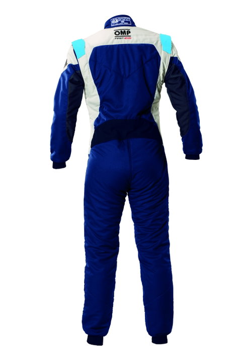 Omp Combinaison de course First Evo MY2025 FIA 8856-2018 Marine bleu / Cyan Taille 54