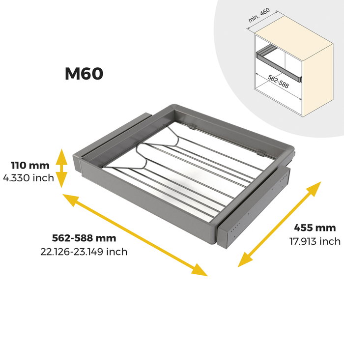Emuca Kit tiroir à chaussures et rack ajustable Quartz pour armoires, glissières extension totale et à fermeture douce, Module 60cm, Finition Titane Emuca Kit tiroir à chaussures et rack ajustable Quartz pour armoires, glissières extension totale et à fermeture douce, Module 60cm, Finition Titane
