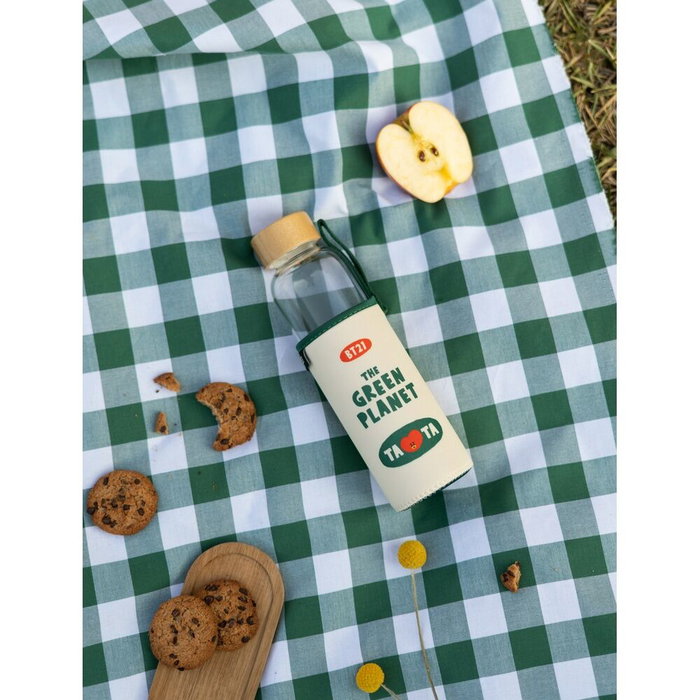 BT21 - Bouteille en verre isolée Tata avec housse en néoprène, 500 ml, bouchon en bambou (lavage à la main)