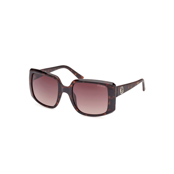 GUESS GU00097 Lunettes de soleil femmes, monture havane foncé, verres brun dégradé, forme carrée, 53 mm